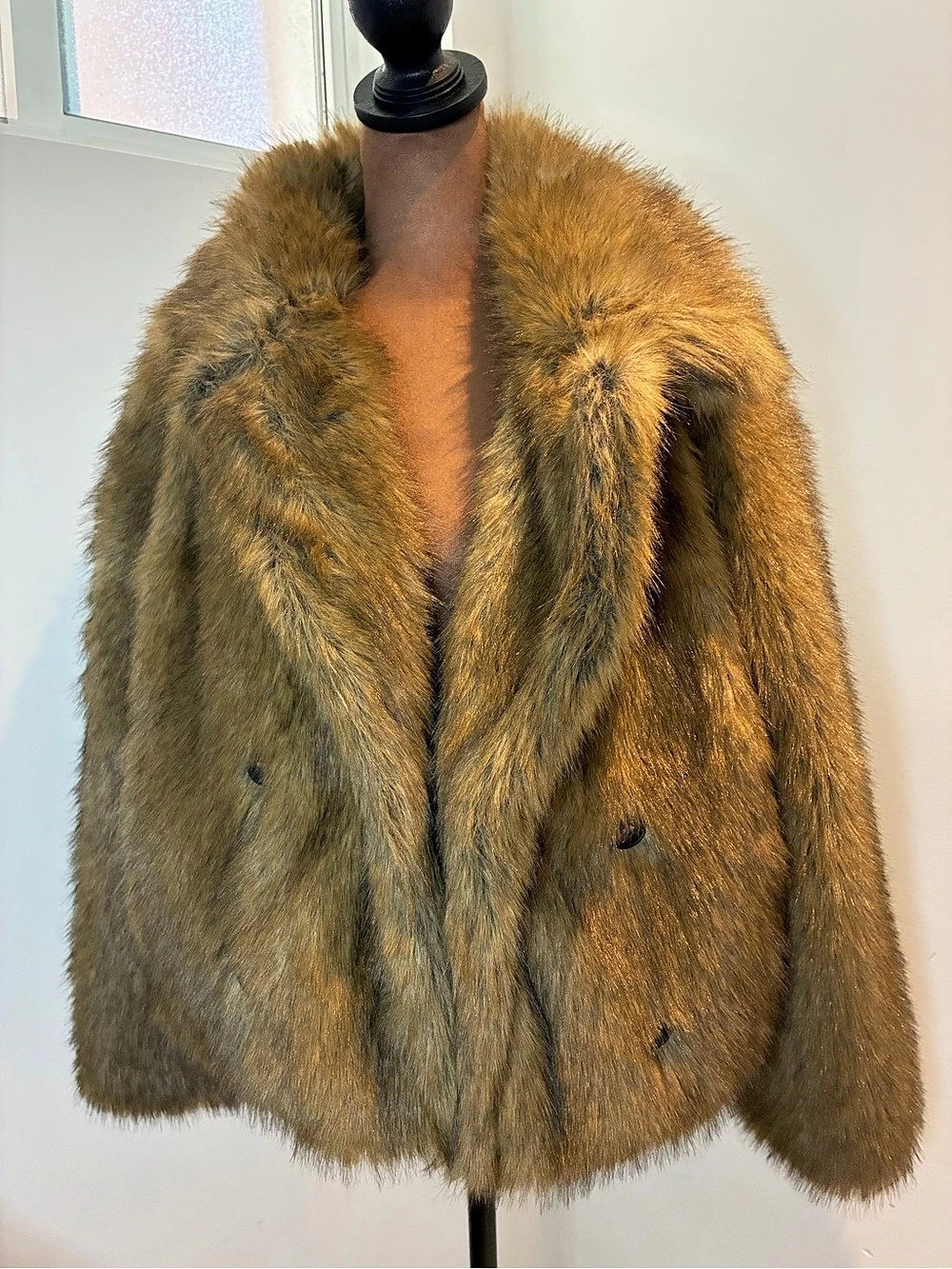 Zara Faux Fur Jacket Brown Medium